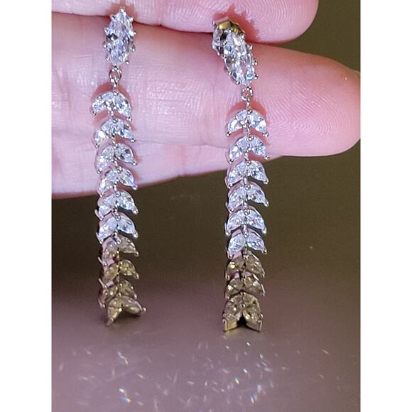 Sterling Silver Marquise Drop Earrings - Picture 6 of 6